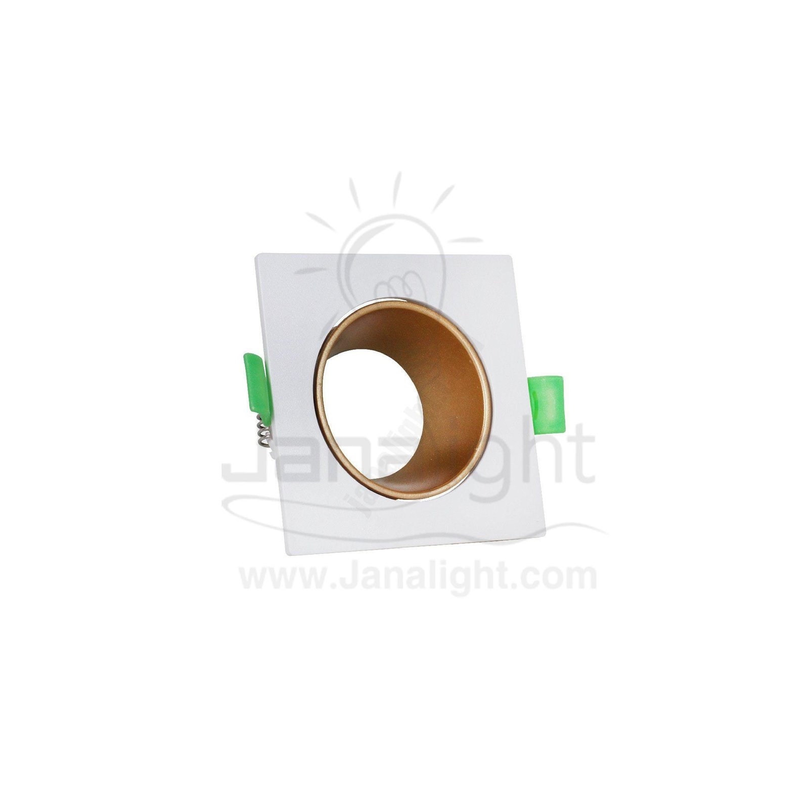 سبوت لايت فارغ متحرك مربع بلاستك ابيض ذهبي مط جنى لايت JN404 single square matt white & gold Spotlight frame